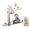 Sweet love theme wall sticker, boy and girl, love tree